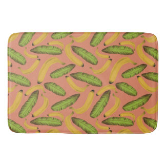 Tapis De Bain Motif feuille de banane corail tropical