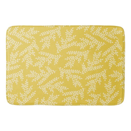 Tapis De Bain Motif Feuille moderne de moutarde jaune (Devant)