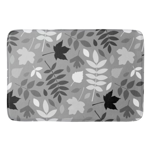 Tapis De Bain Motif Feuille tombé Monochrome sur Grey (Devant)