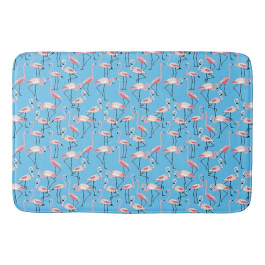 Tapis De Bain Motif flamant rose sur bleu (Devant)
