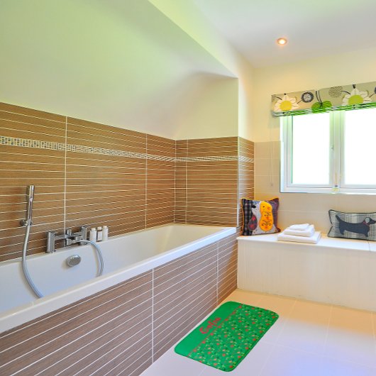 Tapis De Bain motif fleur sauvage pavot à bain vert