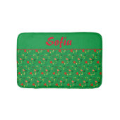 Tapis De Bain motif fleur sauvage pavot à bain vert (Devant)