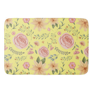 Tapis De Bain Motif Fleur sauvage Vintage Jaune élégant