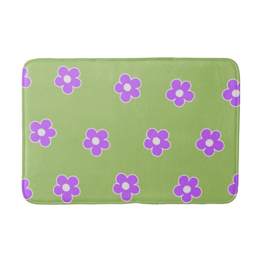 Tapis De Bain Motif Fleur simple et vert rétro (Devant)
