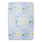 Tapis De Bain Motif fleurs d'été Monogram sur fond rayé bleu cla (devant Vertical)