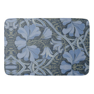 Tapis De Bain Motif floral à l'aquarelle bleu élégant