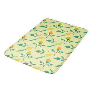 Tapis De Bain Motif floral avec fleurs de rose jaune et tulipe