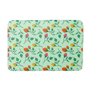Tapis De Bain Motif floral avec fleurs roses colorées