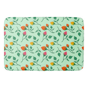 Tapis De Bain Motif floral avec fleurs roses colorées