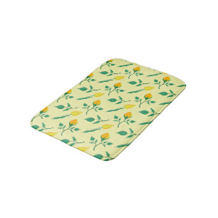 Tapis De Bain Motif floral avec rose jaune et fleurs de tulipe