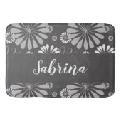 Tapis De Bain Motif floral blanc et gris (Devant)