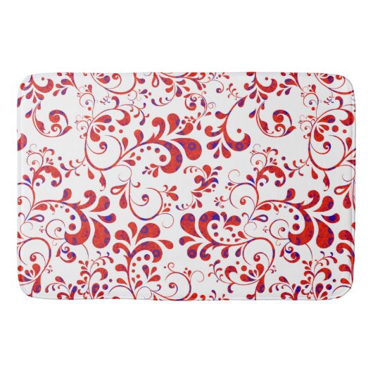 Tapis De Bain Motif floral blanc rouge mou (Devant)