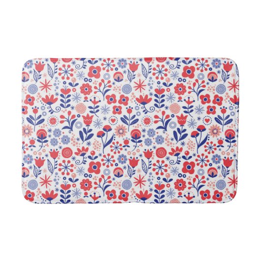Tapis De Bain Motif floral bleu et de corail (Devant)