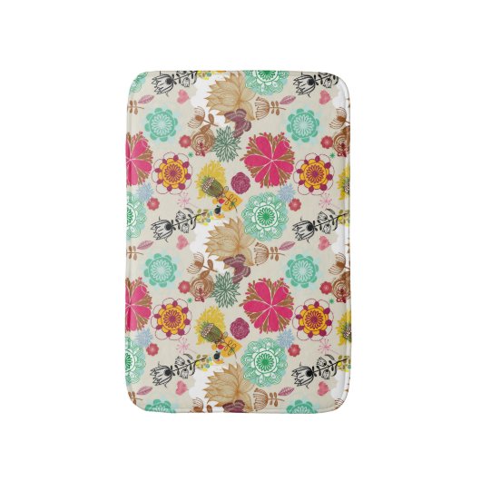 Tapis De Bain Motif floral dans le rétro style (Devant (Vertical))