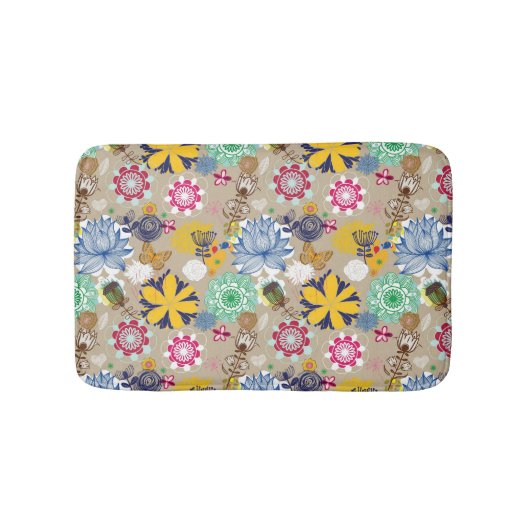 Tapis De Bain Motif floral dans le rétro style 3 (Devant)