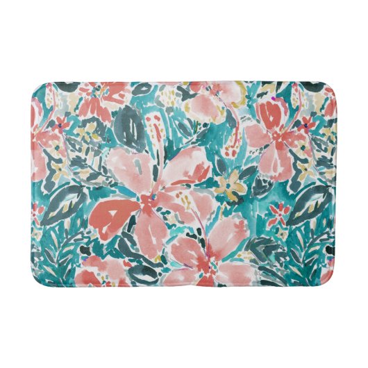 Tapis De Bain Motif floral de bonjour d'aquarelle tropicale de (Devant)
