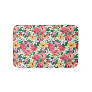 Tapis De Bain Motif floral de ketmie tropicale
