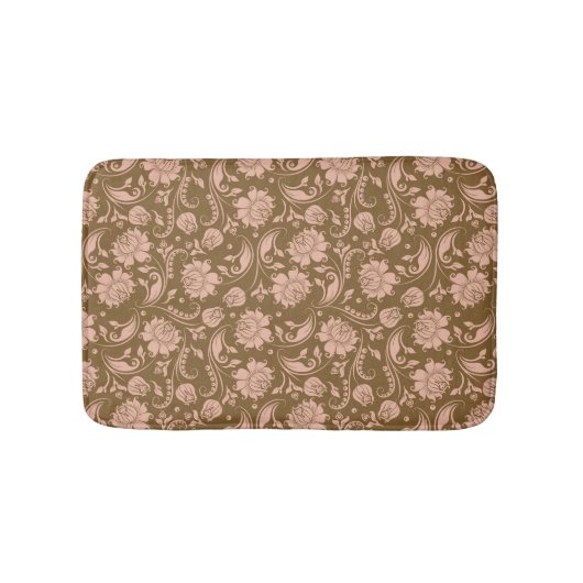 Tapis De Bain Motif floral de rose et de brun (Devant)