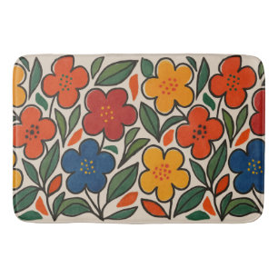 Tapis De Bain Motif floral de style rétro des années 1960