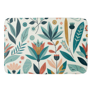 Tapis De Bain Motif floral imprimé moderne gras vert orange