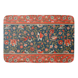 Tapis De Bain Motif floral indo-persan bohème vintage rouge