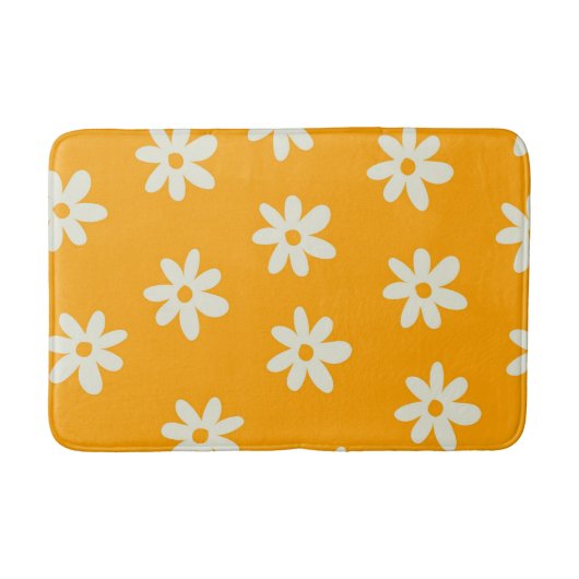 Tapis De Bain Motif floral jaune rétro simple (Devant)