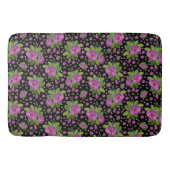 Tapis De Bain Motif floral lilas rose vert noir (Devant)