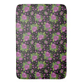 Tapis De Bain Motif floral lilas rose vert noir (devant Vertical)