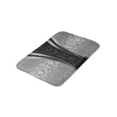 Tapis De Bain Motif Floral Noir Et Gris Argent (Angle)