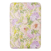 Tapis De Bain Motif Floral Peony Mimosa Hydrangea Oiseaux Rose (devant Vertical)