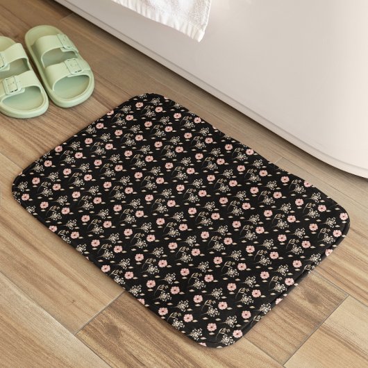 Tapis De Bain Motif floral rose et floral noir