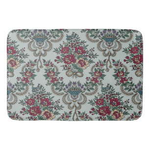 Tapis De Bain Motif Floral Rouge Vert Jaune Bleu Fleurs