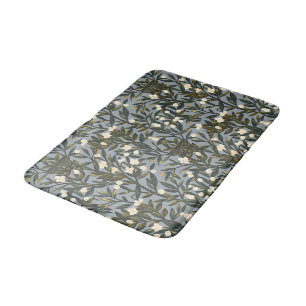 Tapis De Bain Motif floral sur fond bleu-gris poussiéreux