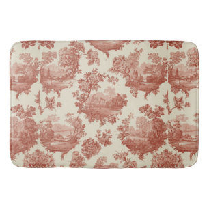 Tapis De Bain Motif floral toile française de ferme rustique vin