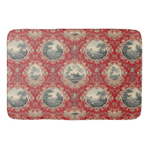 Tapis De Bain Motif floral toile française de ferme rustique vin
