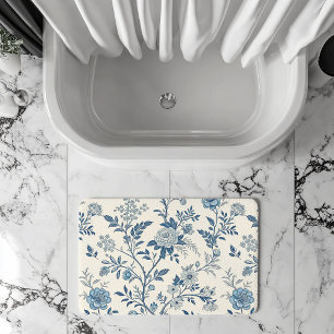 Tapis De Bain Motif floral vintage bleu