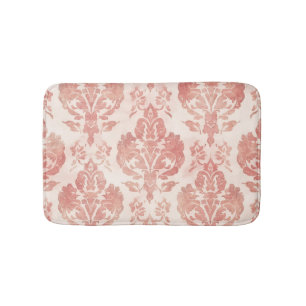 Tapis De Bain Motif Floral Vintage Papier Aquarelle Damassé Rose