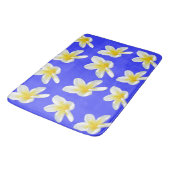 Tapis De Bain Motif Frangipani Bleu Et Jaune, (Angle)
