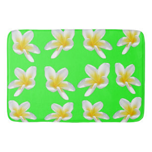 Tapis De Bain Motif Frangipani Vert Et Jaune,