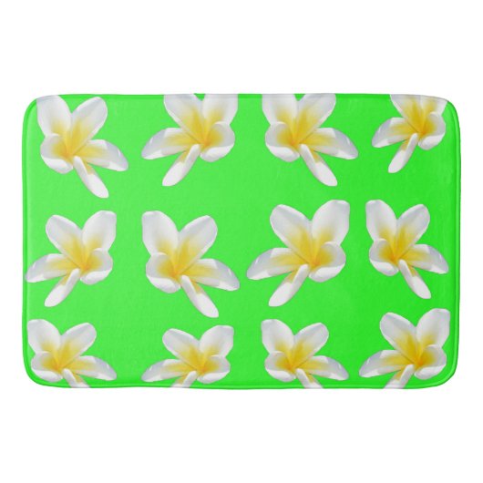Tapis De Bain Motif Frangipani Vert Et Jaune, (Devant)