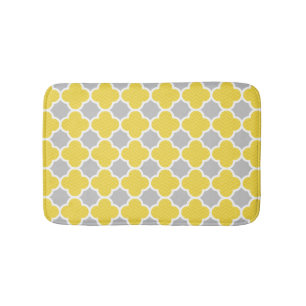 Tapis De Bain Motif géométrique à quatre feuilles jaune et gris