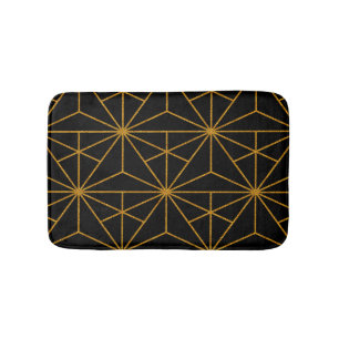 Tapis De Bain Motif géométrique art déco noir et or