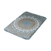 Tapis De Bain Motif géométrique complexe bleu et Tan Mandala (Angle)