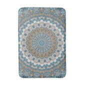 Tapis De Bain Motif géométrique complexe bleu et Tan Mandala (Devant (Vertical))