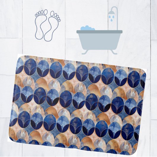 Tapis De Bain Motif géométrique de luxe bleu élégant et or rose