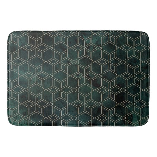 Tapis De Bain Motif géométrique Emerald Green Gold (Devant)