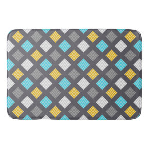 Tapis De Bain Motif géométrique gris bleu masculin jaune