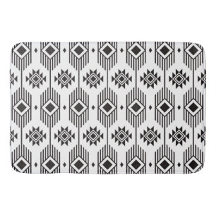Tapis De Bain Motif géométrique ikat noir et blanc