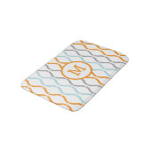 Tapis De Bain Motif géométrique moderne bleu gris et orange (Angle)