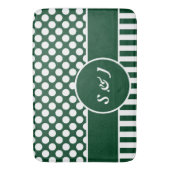 Tapis De Bain Motif géométrique moderne vert Monogramme (devant Vertical)